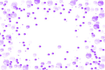Cute purple glowing scattered particles isolated on transparent background. Cute iridescent round dots decoration, carbonated water fizz, floating soda bubbles splash.