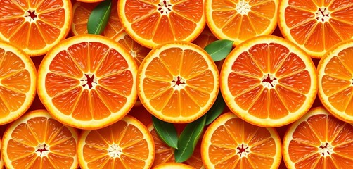 Seamless pattern of vibrant orange slices, showcasing nature's symmetrical beauty,  backdrop,  seamless