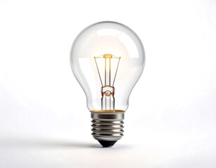 A classic incandescent light bulb, glowing softly