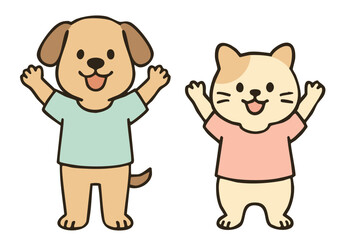犬と猫のキャラクターイラスト
