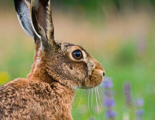 Hare Profile in Meadow