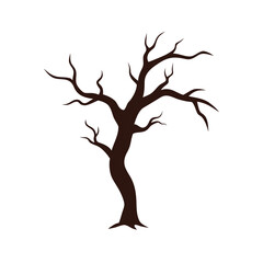 Watercolor haunted tree branch isolated on white background spooky halloween decoration art