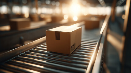 EC物流と段ボール箱　通販商品の出荷と配送イメージ