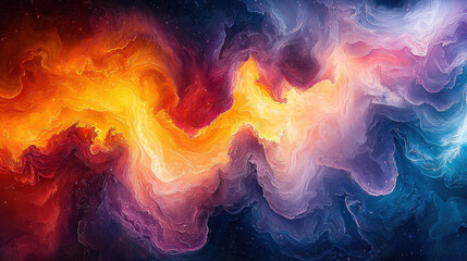 Fototapeta premium A vibrant canvas of watercolor hues, swirling and blending like a kaleidoscope of dreams, creating a dreamy and ethereal backdrop 