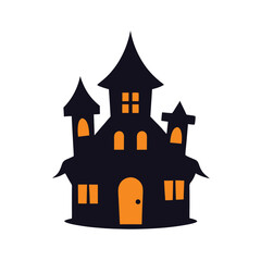 Watercolor halloween haunted house isolated on white background creepy festive spooky illustration