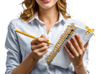 young woman holding a calculator