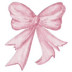 watercolor Pink Ribbon Bow illustration