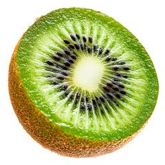 Fresh Half Kiwi Fruit Close Up with Juicy Green Kiwi Slice