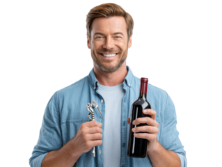 young man with a bottle of wine