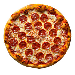 Delicious Pepperoni Pizza with Mozzarella Cheese Isolated on White Background
