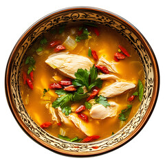 Silkie Chicken Soup in Decorative Bowl with Goji Berries