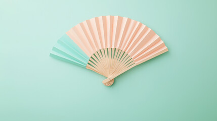 &ldquo;Green Hand Fan on Green Background &ndash; Minimalist Summer Accessory Concept&rdquo;