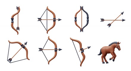 Archery equipment collection vector illustration