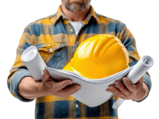 portrait of a construction worker holding a hardhat