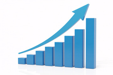 Growth Chart with Blue Bars and Arrow | Business Success and Upward Trend Illustration