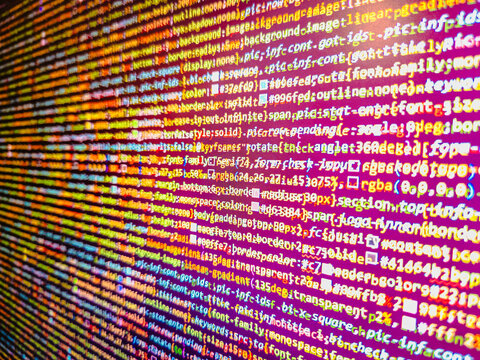 Digital binary data on computer screen. New technology revolution. Programming code abstract screen of software developer