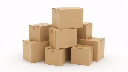Fototapeta premium Stack of Brown Cardboard Boxes | Moving, Shipping, Storage, and E-commerce Packaging