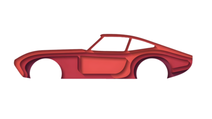 Dynamic red sports car illustration showcasing design and speed on a black background