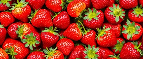 A vibrant seamless pattern of ripe strawberries ,  red fruit,  graphic