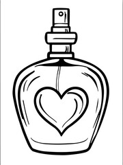 Obraz premium Romantic Perfume Bottle Line Art – Heart-Themed Beauty Icon for Packaging & Lifestyle Design