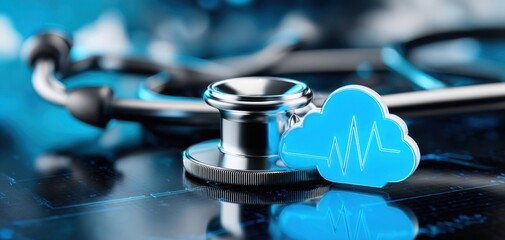 Obraz premium The stethoscope and cloud symbolizing the future of digital health solutions.