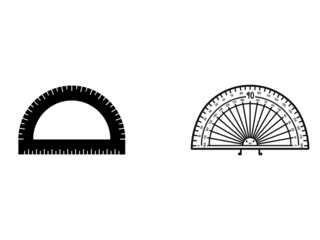 Protractor set isolated on white background an instrument for measuring the magnitude of angles.
