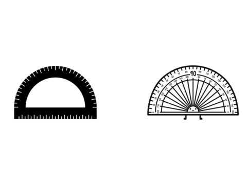 Protractor set isolated on white background an instrument for measuring the magnitude of angles.