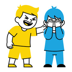 Bullying Illustration: A stark depiction of bullying, with one figure assertively imposing on another, presenting a powerful visual commentary on a pervasive social issue.
