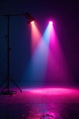 High-contrast studio light illuminates dramatic interior space, dramatic lighting, backdrop, loft