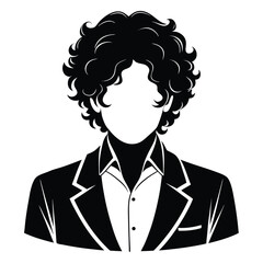 Man face front view silhouette vector icon on white background. Man vector logo silhouette. black man.