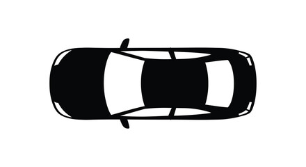 overhead view of a car from above in simple black silhouette style © MIRAJ02