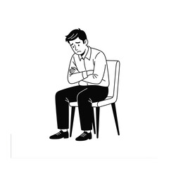 Solitude and Contemplation: A lone figure sits with crossed arms, embodying a state of quiet thought and personal introspection.