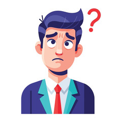 Doubtful Thought: An illustration depicts a concerned person with a question mark above the head, reflecting deep thought or uncertainty. 
