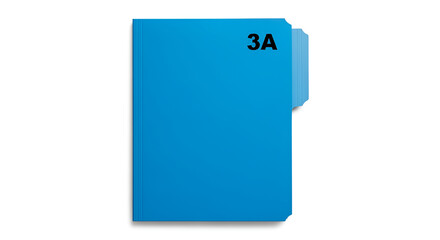 Blue file folder document organization system for office supplies and paperwork management for business use at isolated  white background