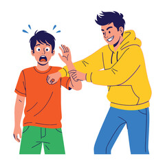 Illustration of Bullying: A stark illustration depicts a scene of intimidation, with one person asserting dominance and causing fear in another.