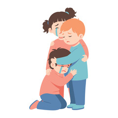 Crying Child: A heartbreaking scene of children comforting each other.