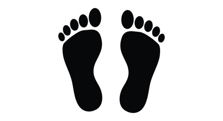 A pair of black footprints or bare feet on a white background