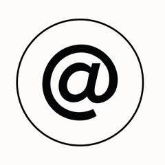 Fototapeta premium Black at symbol inside a circle email icon on white background