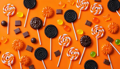 Colorful Halloween Candy Flat Lay