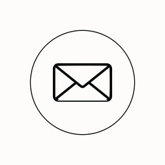 Simple envelope icon inside a circle on white background