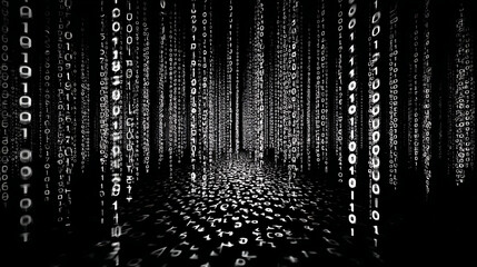  The visual representation of the binary code movement in a computer 