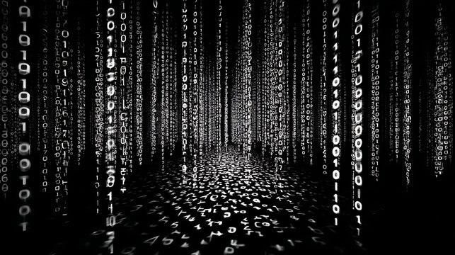  The visual representation of the binary code movement in a computer 