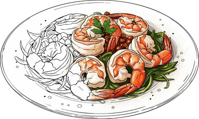 The Garlicky Delight A Shrimp Scampi Sketch