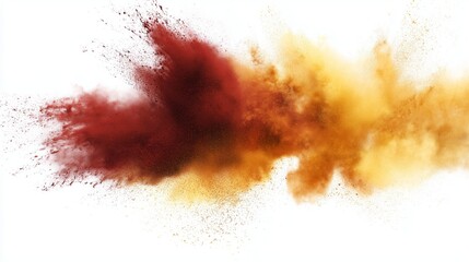 Explosion of Vibrant Orange and Yellow Powder on White Background