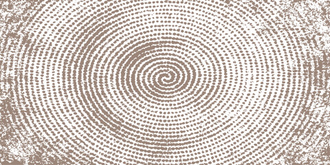 Close-up of old brown wood texture with a pattern of abstract circular rings and spirals
