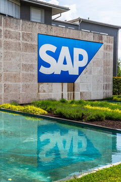 Walldorf, BW, Germany, 01.06.2025: Corporate SAP SE logo, global tech giant in digital transformation, software development, business management, innovative digital engineering.