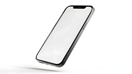 Modern smartphone mockup with blank screen on white background
