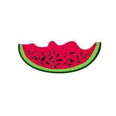 Half Circle Watermelon Slice with Bite Mark