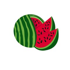  Fresh Watermelon Slices with Green Striped Fruit