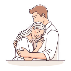 Affection's Embrace: A tender couple shares a moment of closeness. A man embraces a woman, capturing the tenderness and bond between them, embodying comfort, affection, and emotional support.